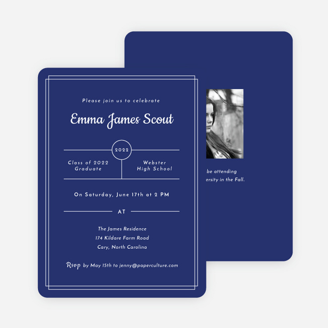 Modern Outlines Graduation Invitations - Blue