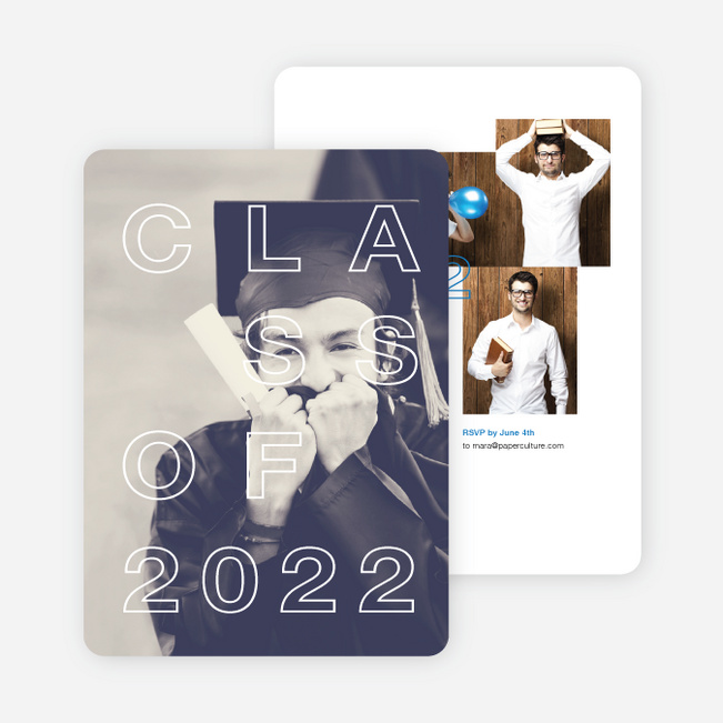 Classy Graduation Announcements - Blue