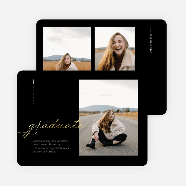 Foil Classic Script Graduation Announcements & Graduation Invitations - Yellow