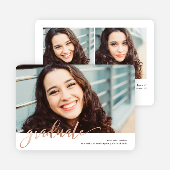 Foil Fun Script Graduation Announcements - Pink