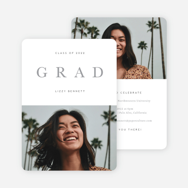 Half and Half Graduation Announcements & Graduation Invitations - Gray