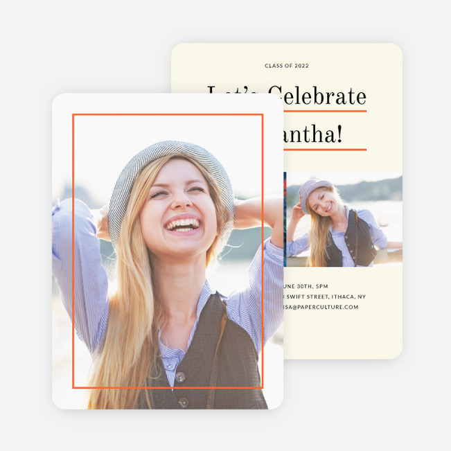 Linear High School Graduation Invitations - Orange