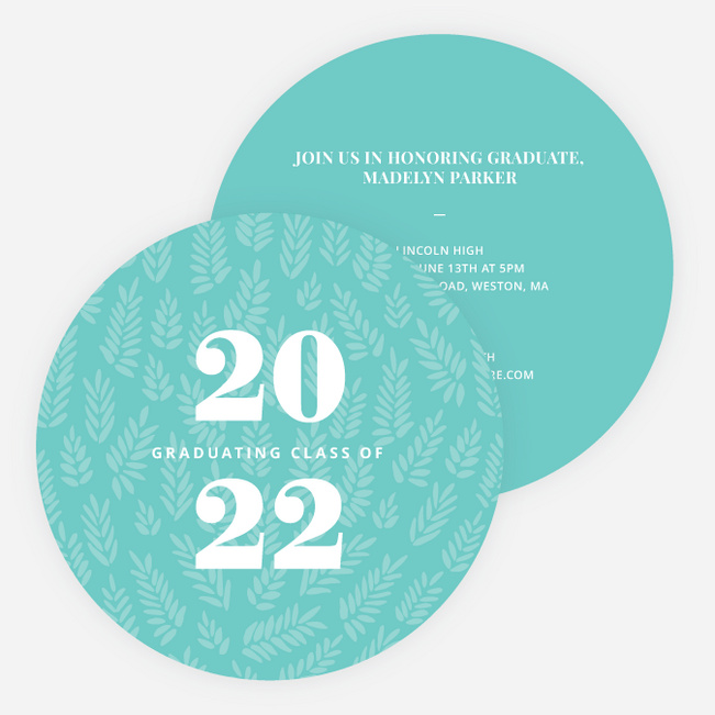 Modern Floral Graduation Announcements - Blue