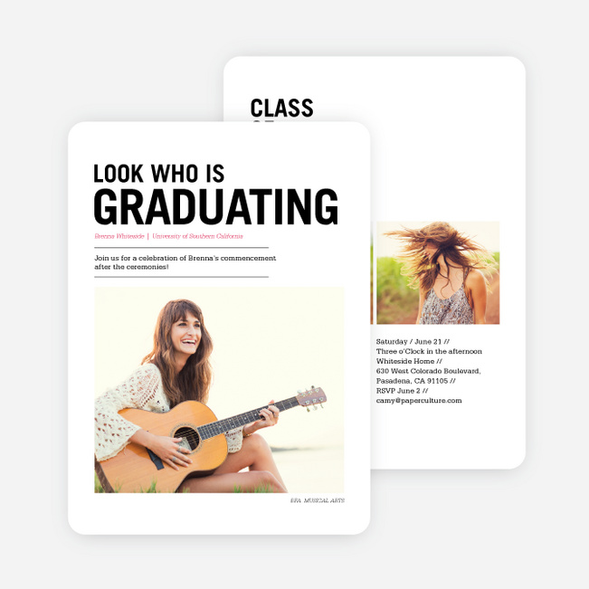 Newsflash Graduation Invitations - Black