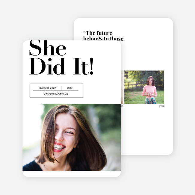 She Did It Graduation Announcements - Black