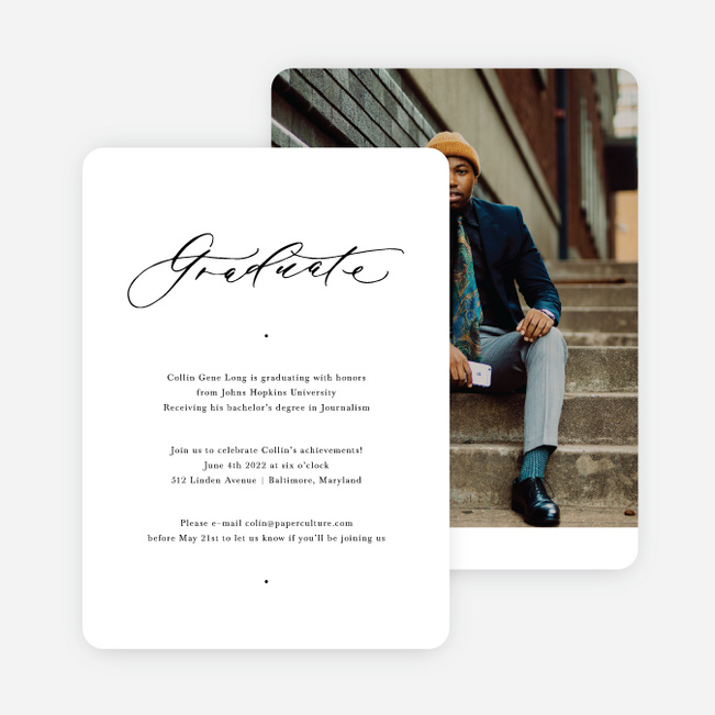 Timeless Achievement Graduation Announcements & Graduation Invitations - White