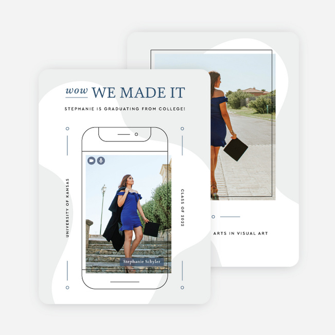 We Made It Graduation Announcements & Graduation Invitations - Blue