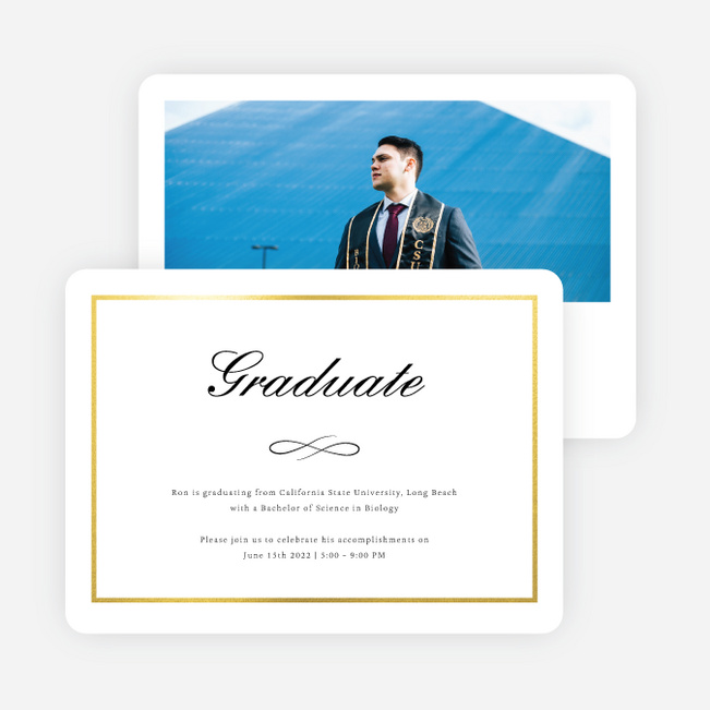 Foil Border Statement Graduation Announcements & Graduation Invitations - Yellow