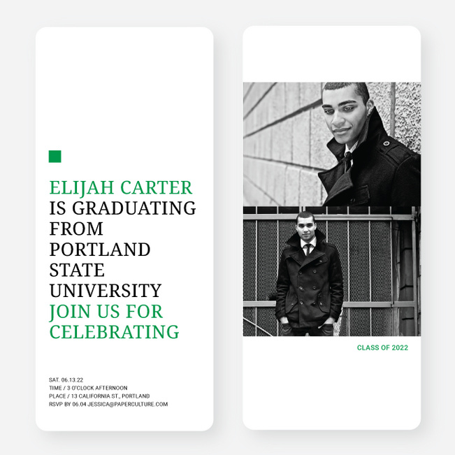 Simply Classic Graduation Invitations - Green