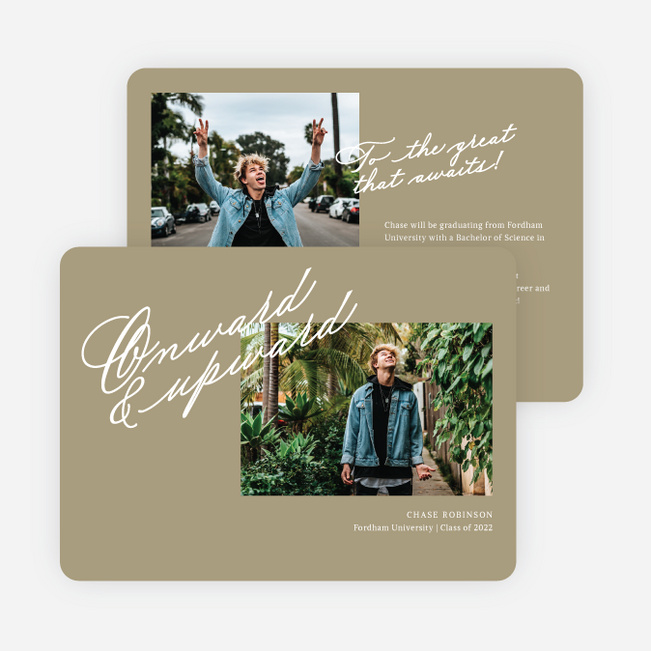 Onward and Upward Graduation Announcements & Graduation Invitations - Beige