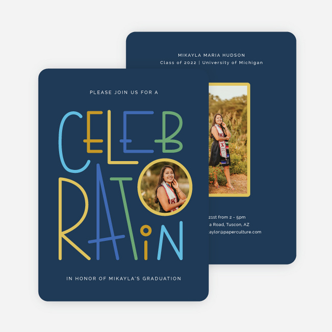 Celebration Moments Graduation Announcements & Graduation Invitations - Blue