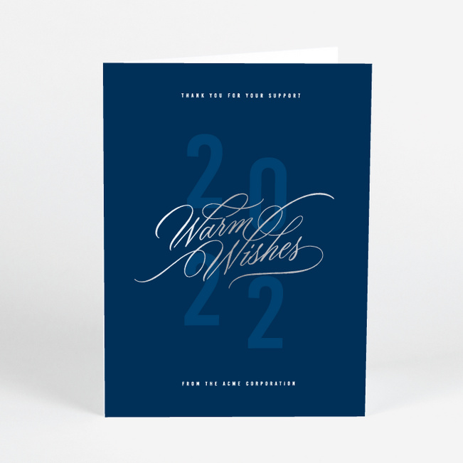 Foil Warm Wishes Business Holiday Cards - Blue