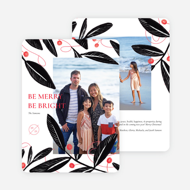 Bold Print Leaves Christmas Cards - Multi