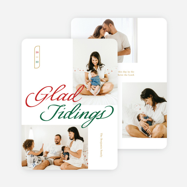 Glad Tidings Script Christmas Cards - White