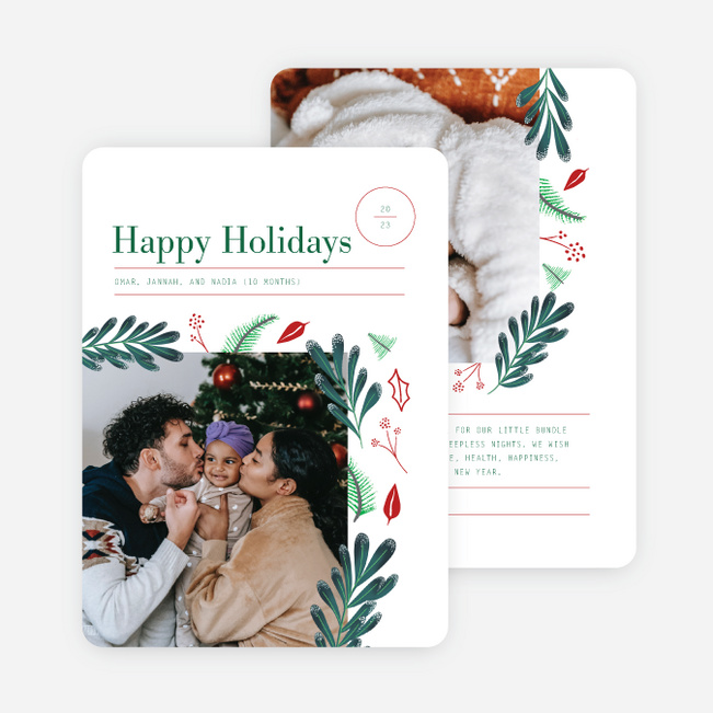 Leafy Surroundings Holiday Cards and Invitations - Green