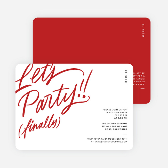 Most Excited Holiday Invitations - Red