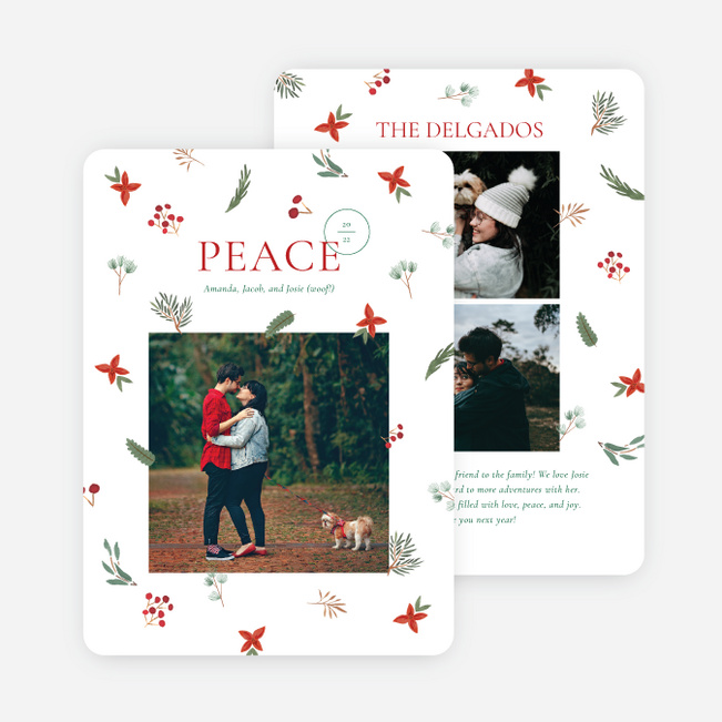 Scattered Greenery Holiday Cards and Invitations - Multi