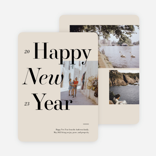 Serif Greetings New Year Cards and Invitations - Beige