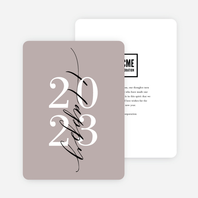Stacked New Year Company Holiday Cards - Brown