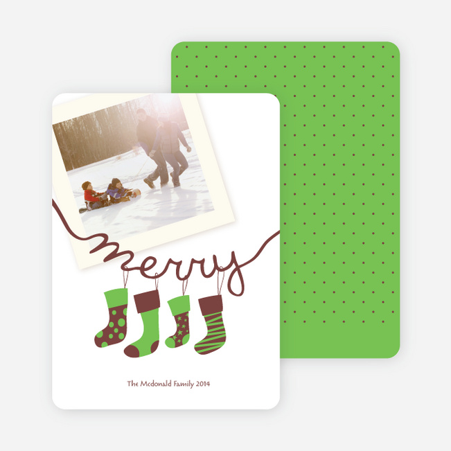 Merry Stockings Holiday Photo Cards - Basil