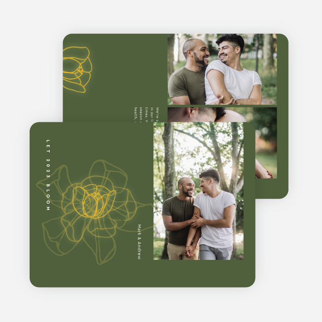 Bloom in Motion New Year Cards and Invitations - Green