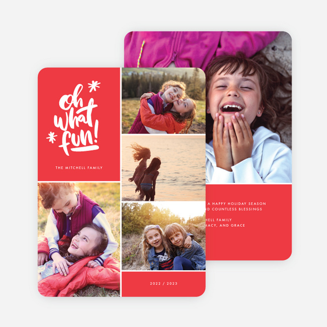 Cheery Grid Holiday Cards - Red