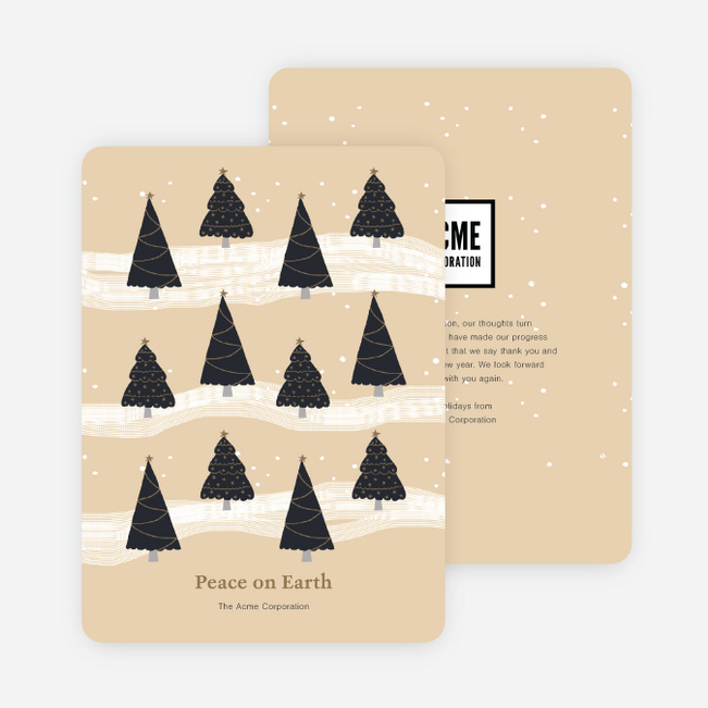 Decorated Trees Business and Corporate Holiday Cards - Beige