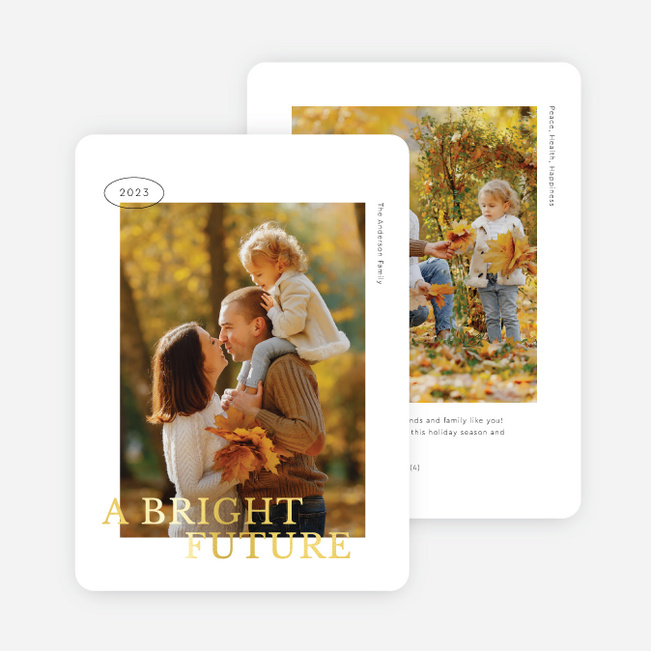 Foil Bright Future New Year Cards and Invitations - Yellow