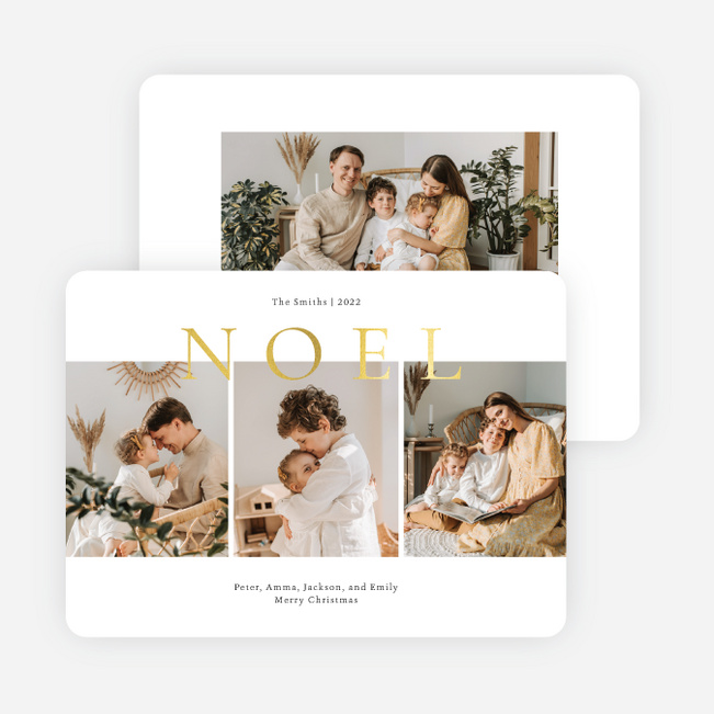 Foil Timeless Noel Multi Photo Holiday Cards - Yellow
