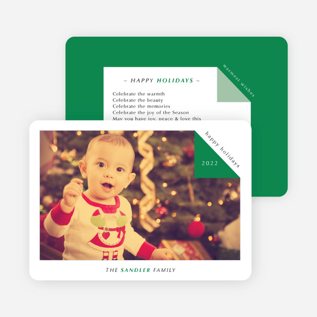 Folded Corner Photo Cards for the Holidays - Green