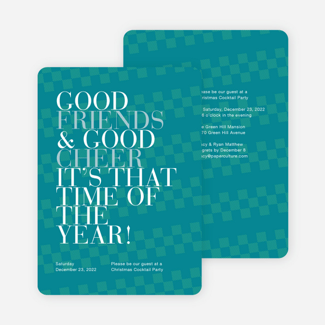 Good Friends & Good Cheer Holiday Party Invitations - Blue