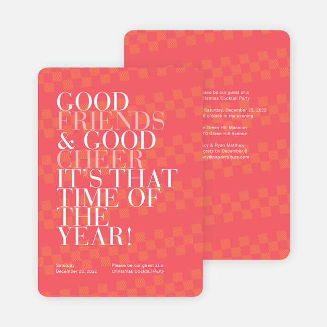Good Friends & Good Cheer Holiday Party Invitations - Red