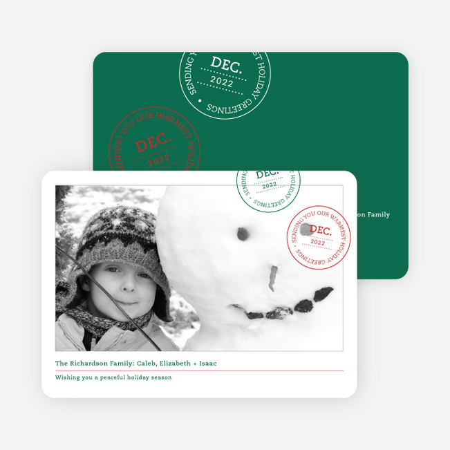 Holiday Stamp Photo Cards - Brick Red