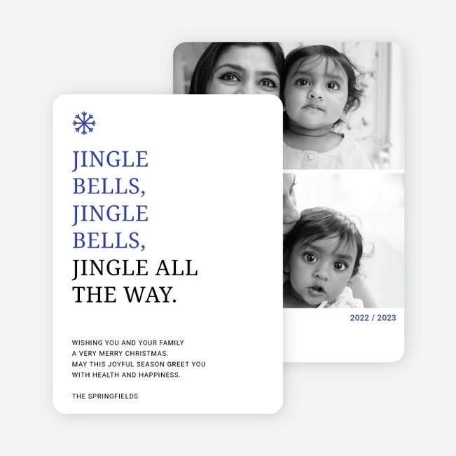 Jingle Bells Holiday Cards - Blue