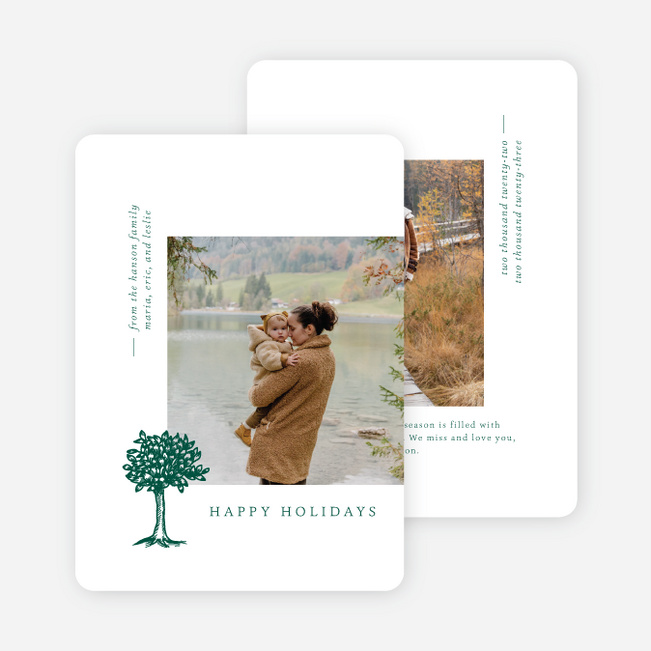 Little Tree Multi Photo Holiday Cards - Green