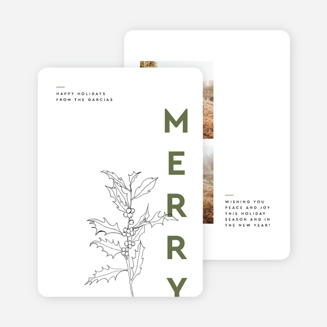 Merry Lined Up Holiday Cards - Green