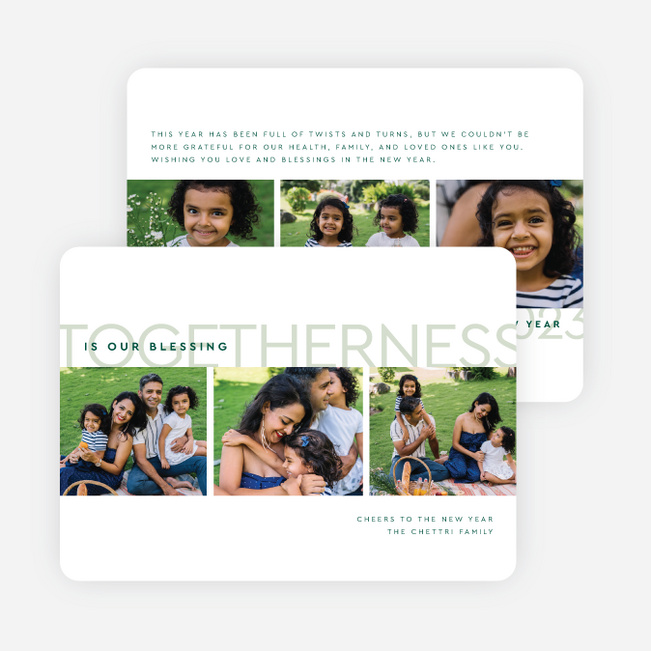Together & Blessed New Year Cards and Invitations - Green