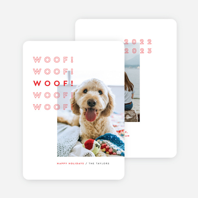 Woof the Season Pet Holiday Cards - Red
