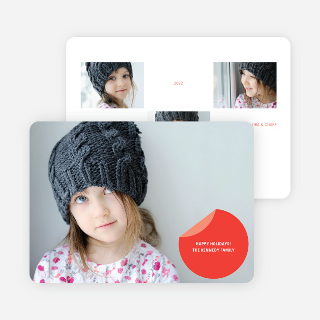 Circle Sticker Holiday Photo Cards - Cardinal Red