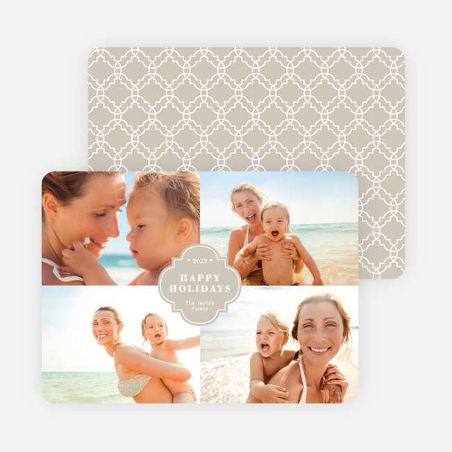 Family Crest Holiday Photo Cards - Beige