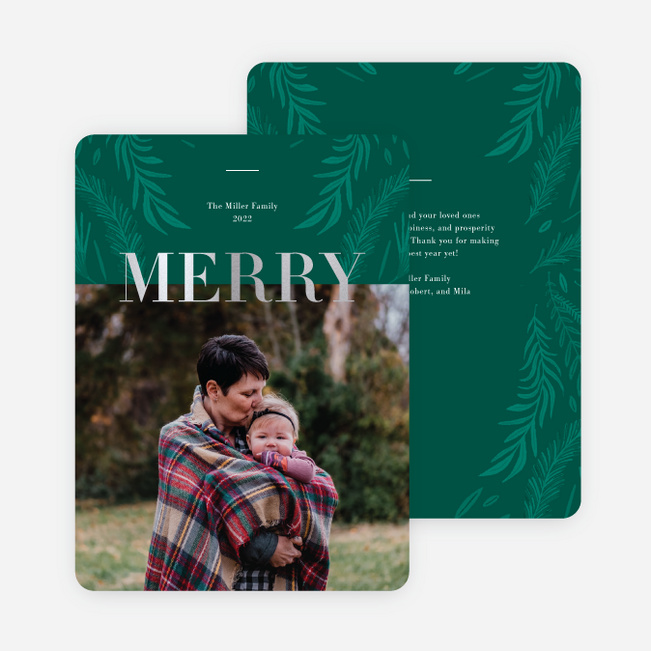 Foil Merriful Pine Christmas Cards - Gray