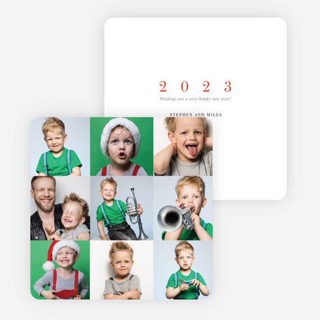 Full of Squares New Year Cards - Red