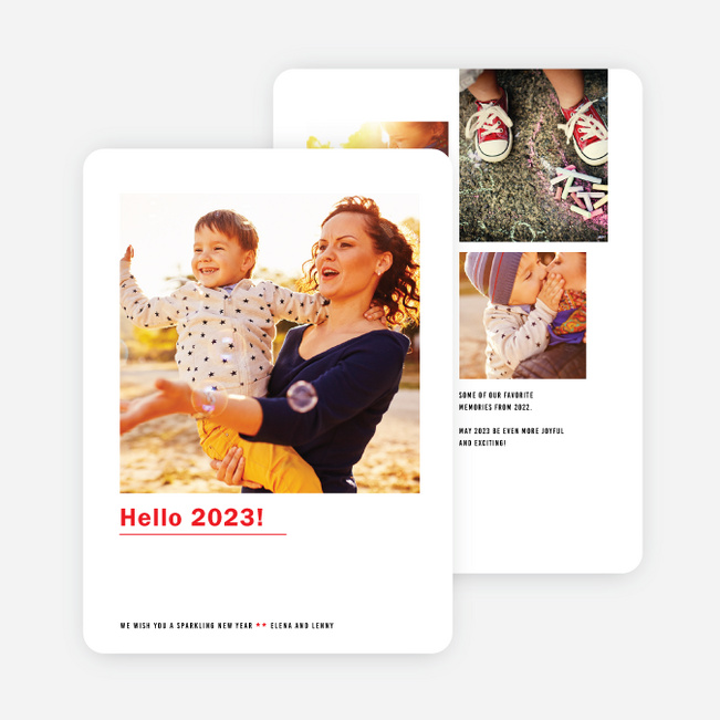 Hello New Year Cards - Red