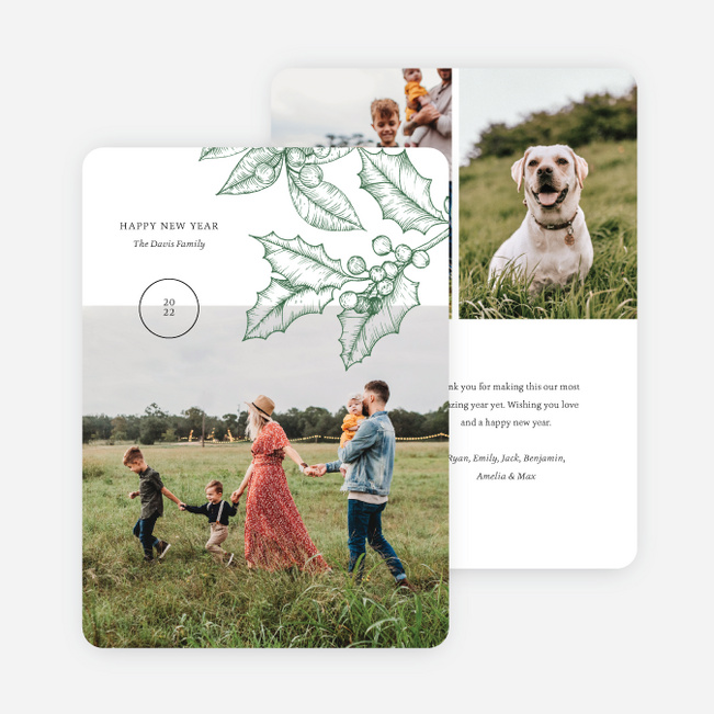 Holly Header Holiday Cards - Green
