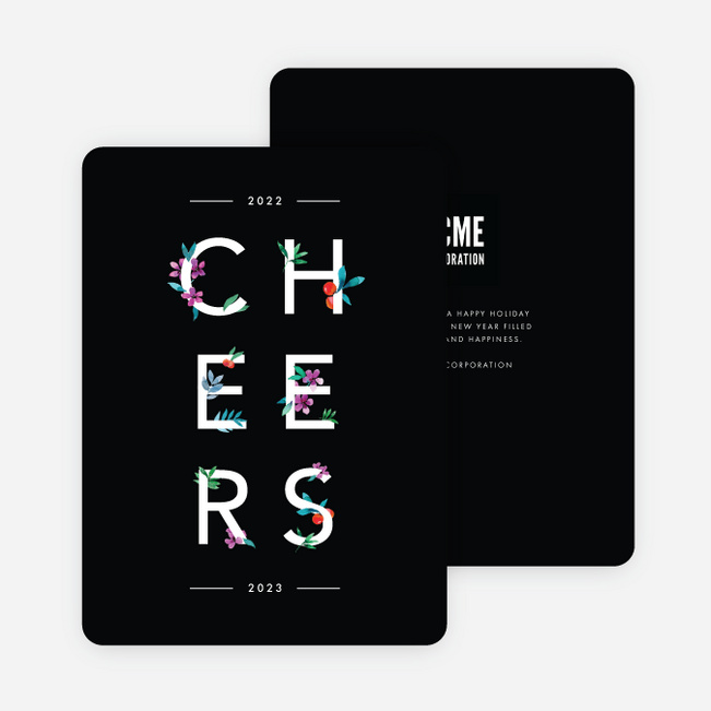 Lush Type Corporate Holiday Cards - Black