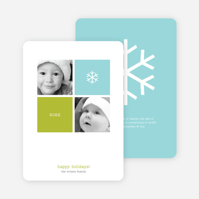 Multi Photo 4 Square Holiday Card - Airy Blue