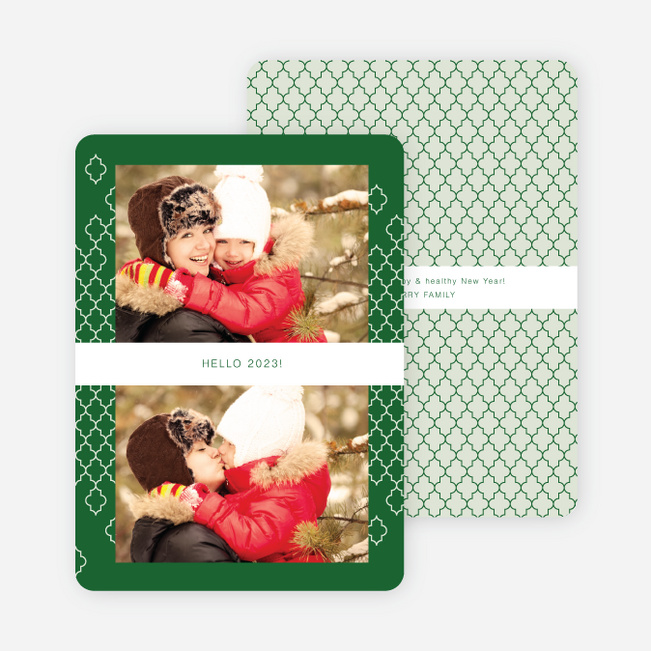 New Year’s Pattern Photo Cards - Green