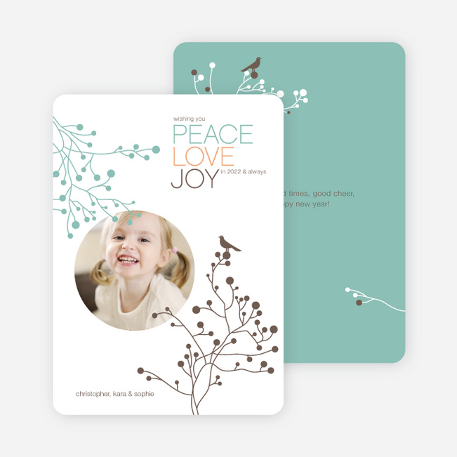Peace Love Joy Holiday Photo Cards - Cocoa
