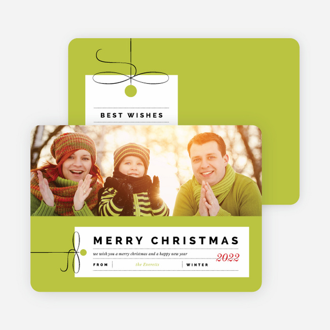 Photo Gift Tag Christmas Cards - Green