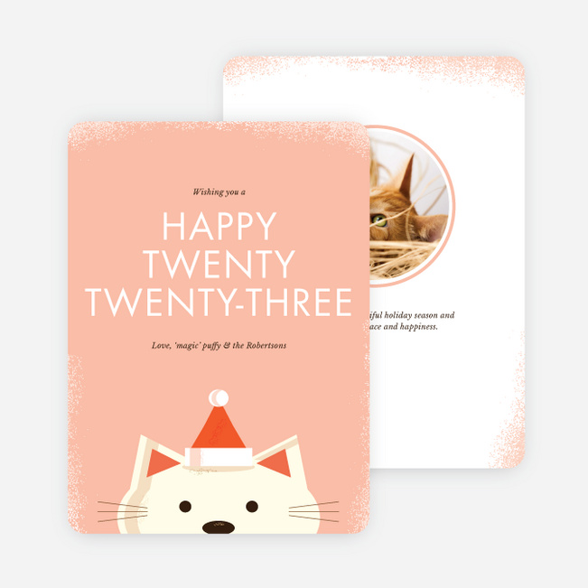 Retro Cat New Years Cards - Pink